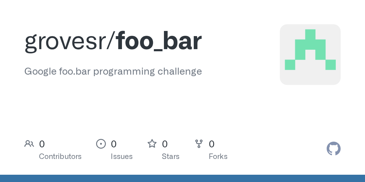 GitHub grovesr/foo_bar Google foo.bar programming challenge