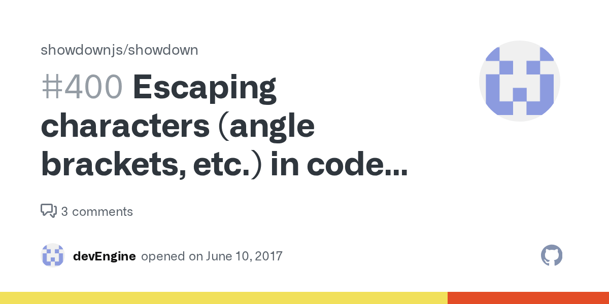 Escaping characters (angle brackets, etc.) in code blocks/snippets