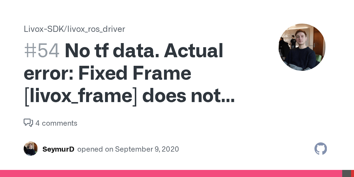 No tf data. Actual error Fixed Frame [livox_frame] does not exist