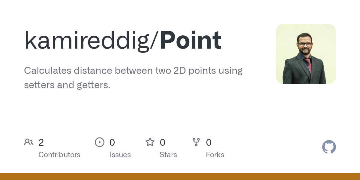 GitHub kamireddig/Point Calculates distance between two 2D points