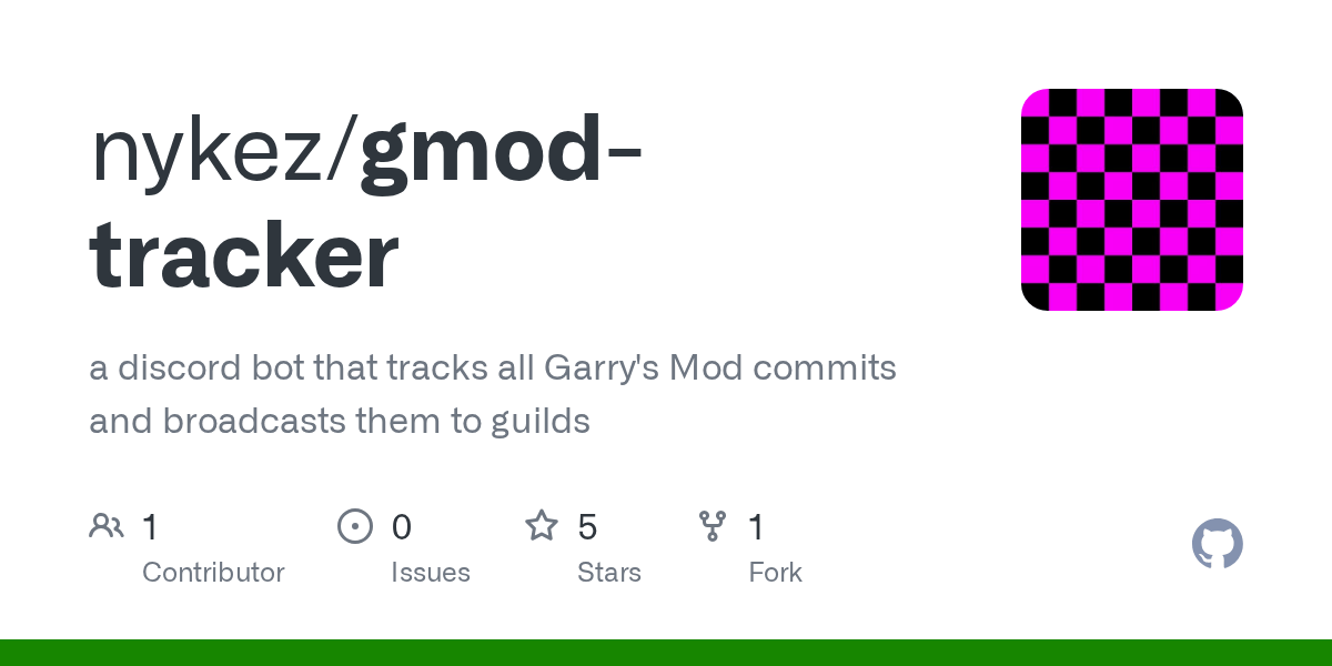 GitHub nykez/gmodtracker a discord bot that tracks all Garry's Mod