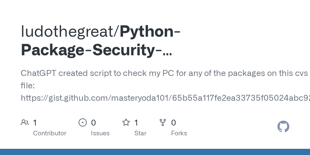 Python Script To Scan And Detect Malicious Python Packages AI Summary