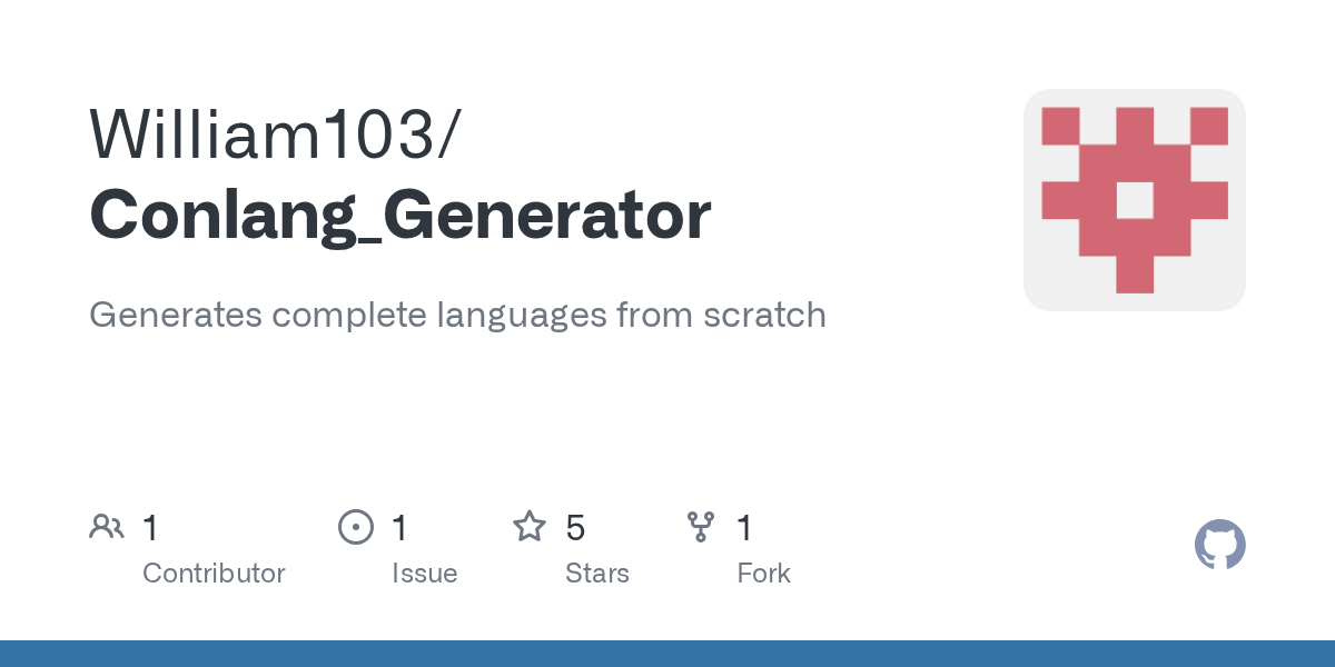 GitHub William103/Conlang_Generator Generates complete languages