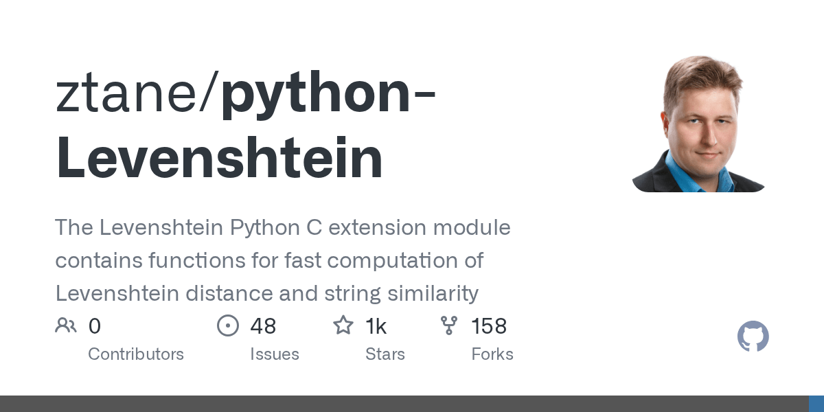 GitHub ztane/pythonLevenshtein The Levenshtein Python C extension