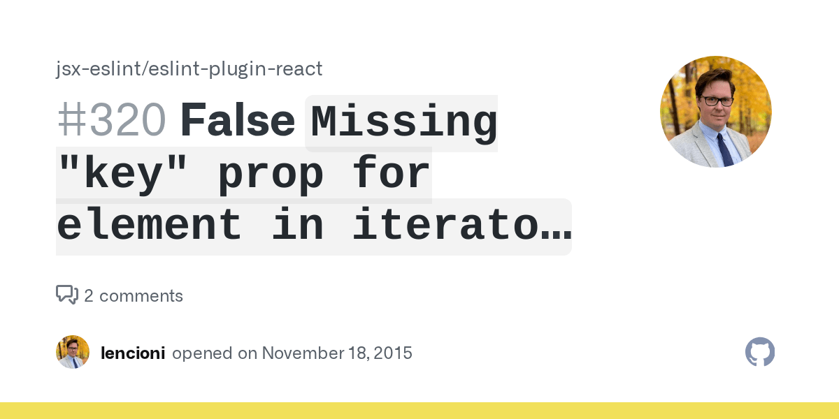 False `Missing "key" prop for element in iterator` from jsxkey · Issue