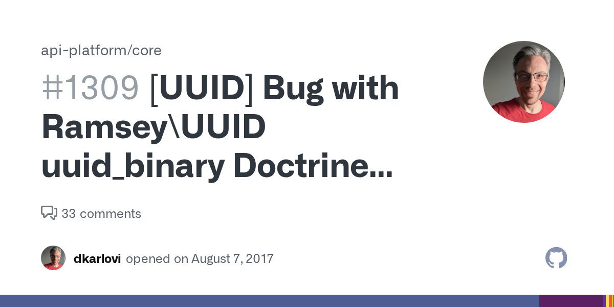 [UUID] Bug with Ramsey\UUID uuid_binary Doctrine type · Issue 1309