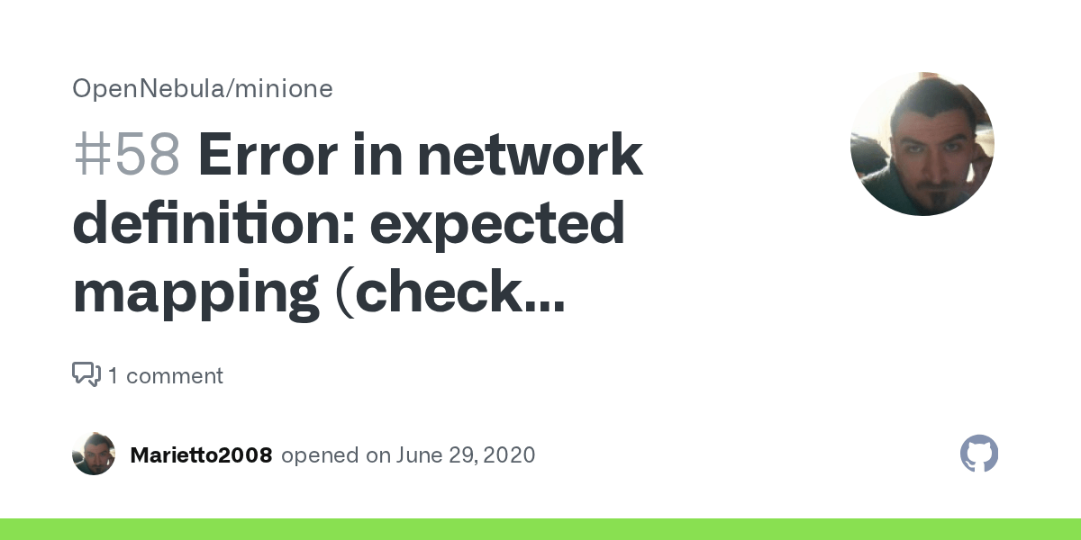 Error in network definition expected mapping (check indentation