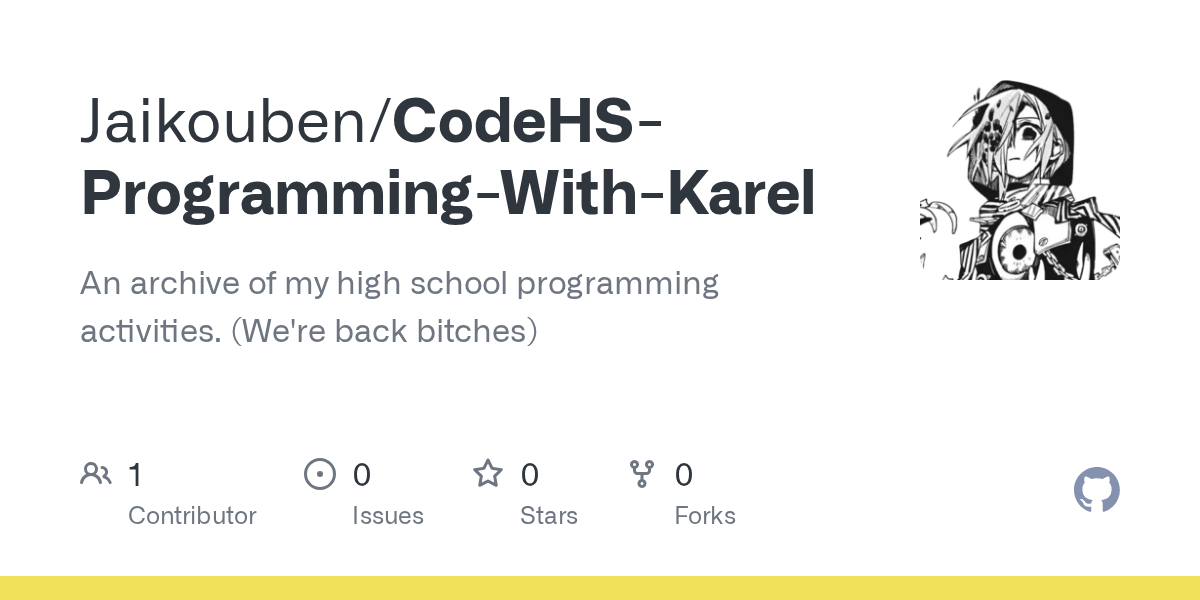 GitHub Jaikouben/CodeHSProgrammingWithKarel We're back bitches