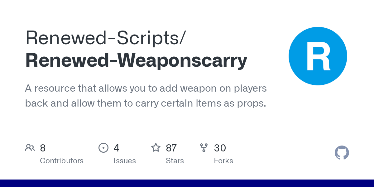 GitHub - Renewed-Scripts/Renewed-Weaponscarry: A resource that allows you to add weapon on