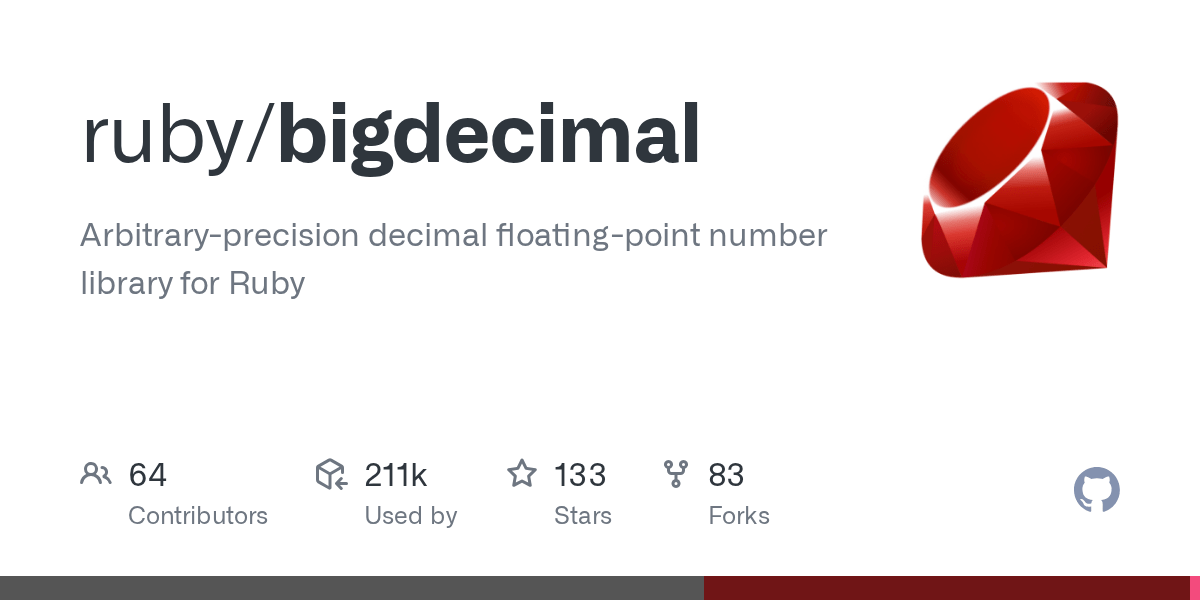 GitHub ruby/bigdecimal Arbitraryprecision decimal floatingpoint