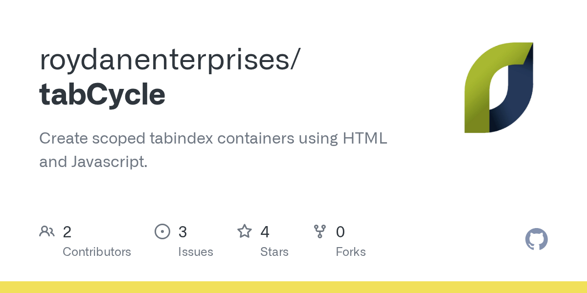 GitHub roydanenterprises/tabCycle Create scoped tabindex containers