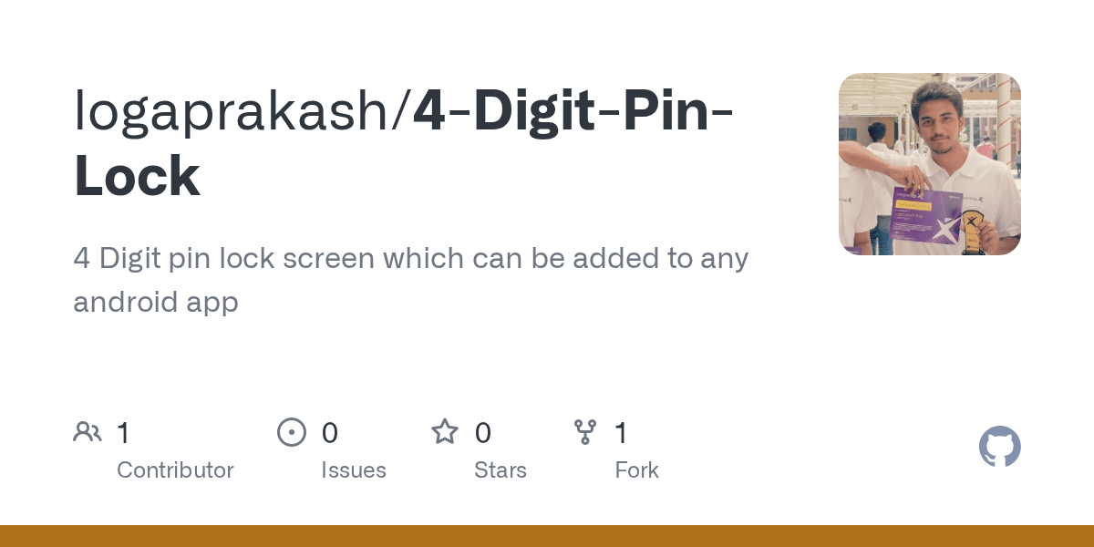 GitHub logaprakash/4DigitPinLock 4 Digit pin lock screen which
