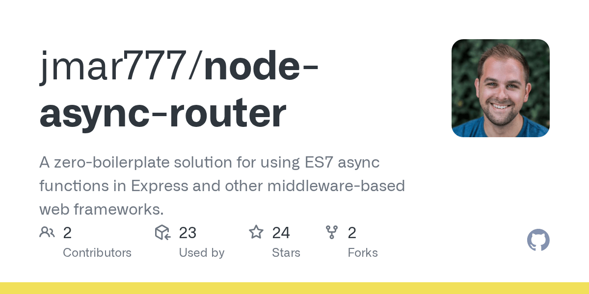 GitHub jmar777/nodeasyncrouter A zeroboilerplate solution for