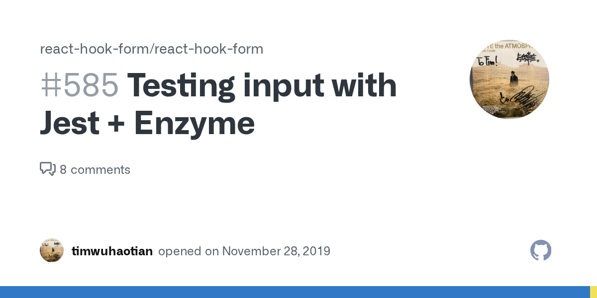 Testing input with Jest + Enzyme · Issue 585 · reacthookform/react
