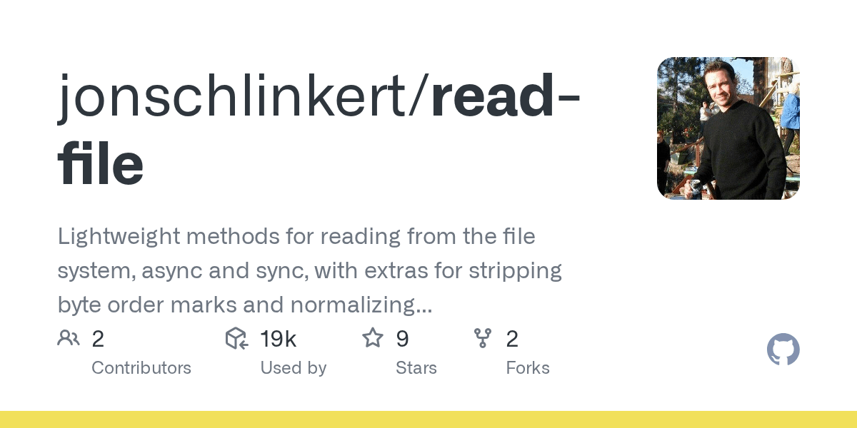 GitHub jonschlinkert/readfile Lightweight methods for reading from