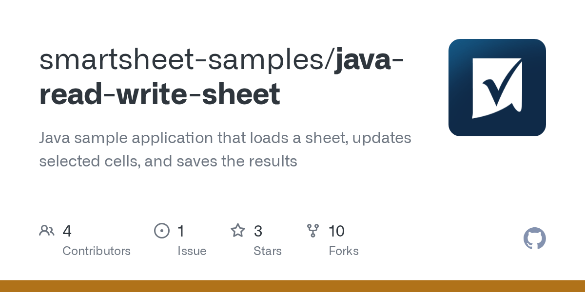 GitHub smartsheetsamples/javareadwritesheet Java sample