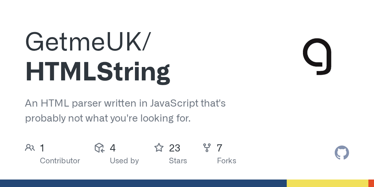 GitHub GetmeUK/HTMLString An HTML parser written in JavaScript that's probably not what you