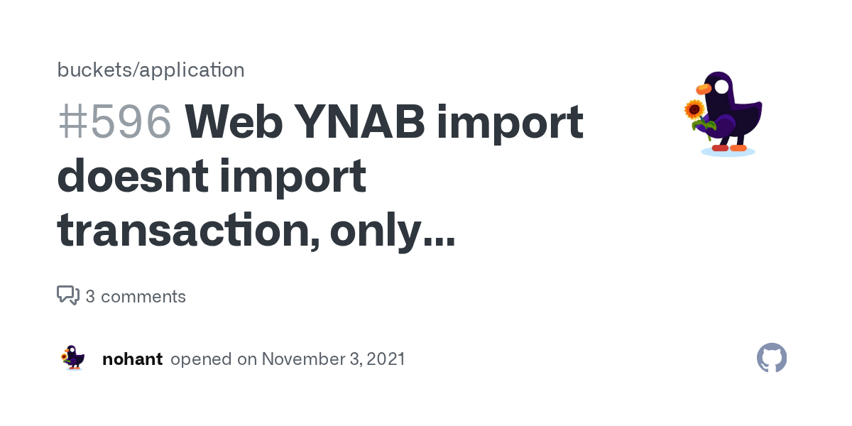 YNAB import doesnt import transaction, only buckets. · Issue 596