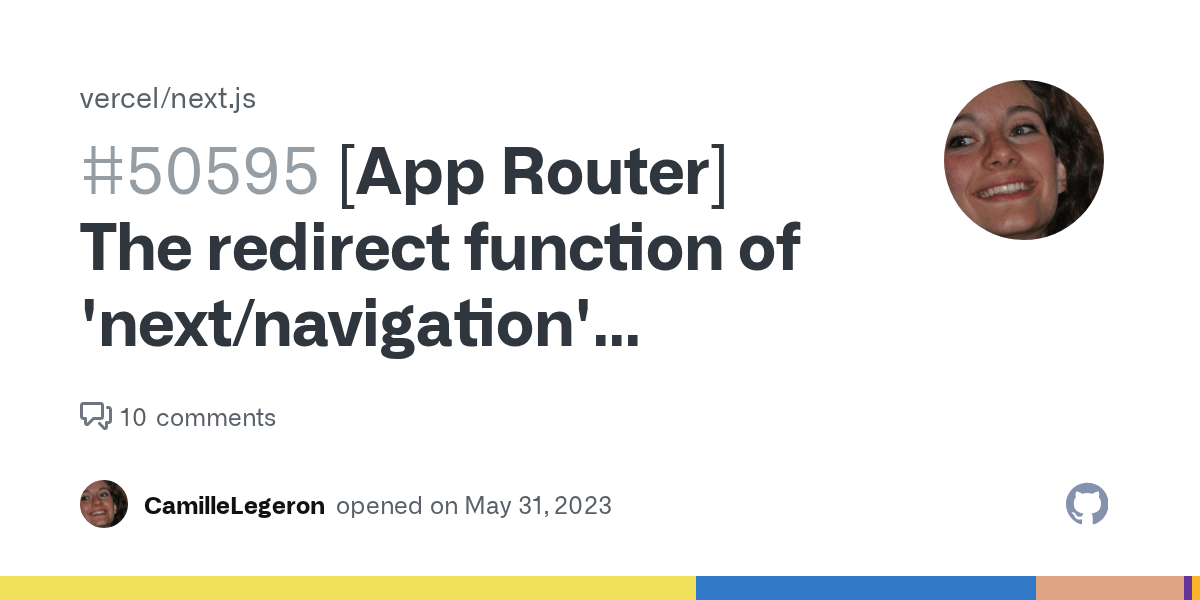 [App Router] The redirect function of 'next/navigation' package stay in