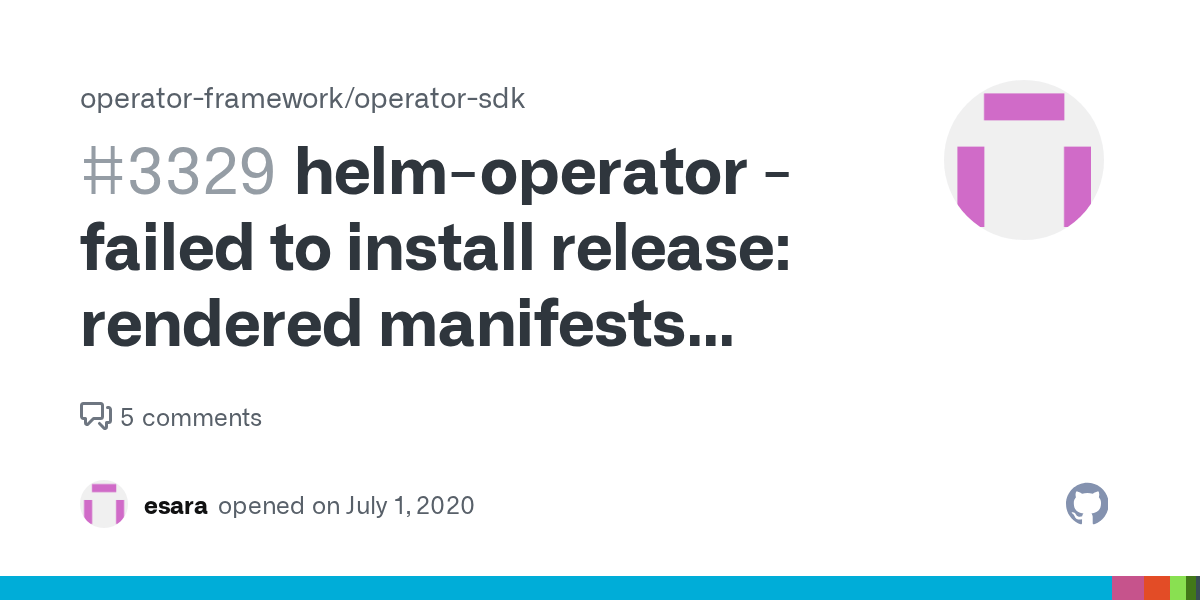 helmoperator failed to install release rendered manifests contain a