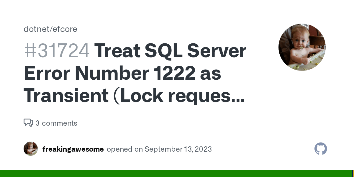 Treat SQL Server Error Number 1222 as Transient (Lock request time out