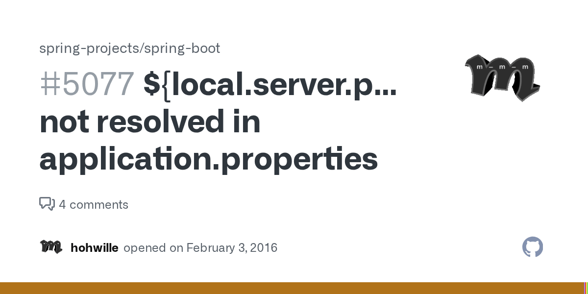 {local.server.port} not resolved in application.properties · Issue