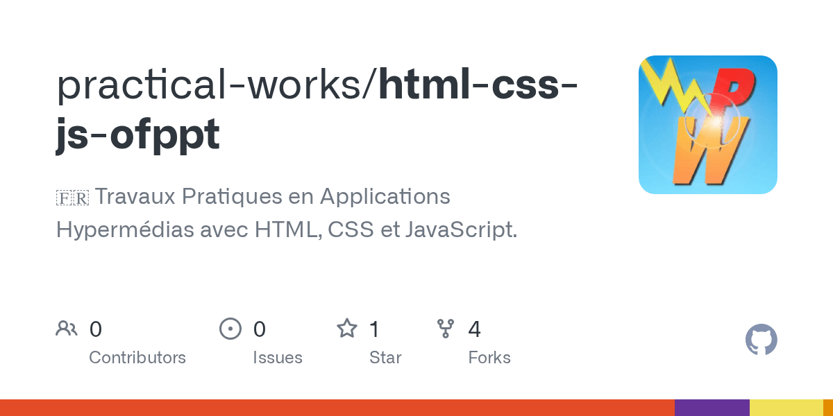GitHub practicalworks/htmlcssjsofppt 🇫🇷 Travaux Pratiques en