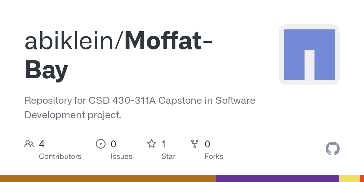 GitHub abiklein/MoffatBay Repository for CSD 430311A Capstone in