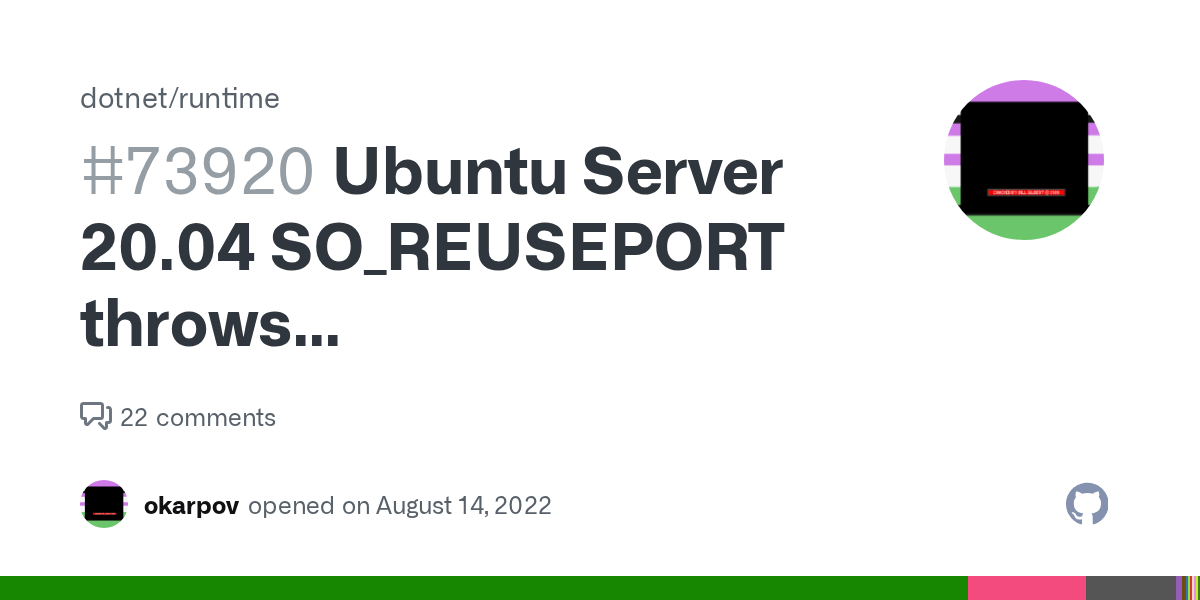 Ubuntu Server 20.04 SO_REUSEPORT throws