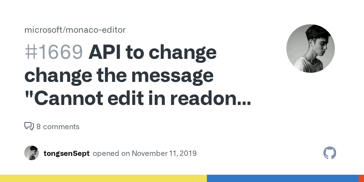 API to change change the message "Cannot edit in readonly editor
