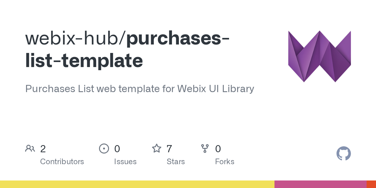 GitHub webixhub/purchaseslisttemplate Purchases List web template
