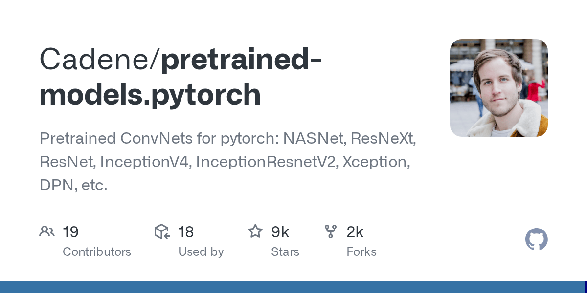 GitHub Cadene/pretrainedmodels.pytorch Pretrained for pytorch ResNeXt
