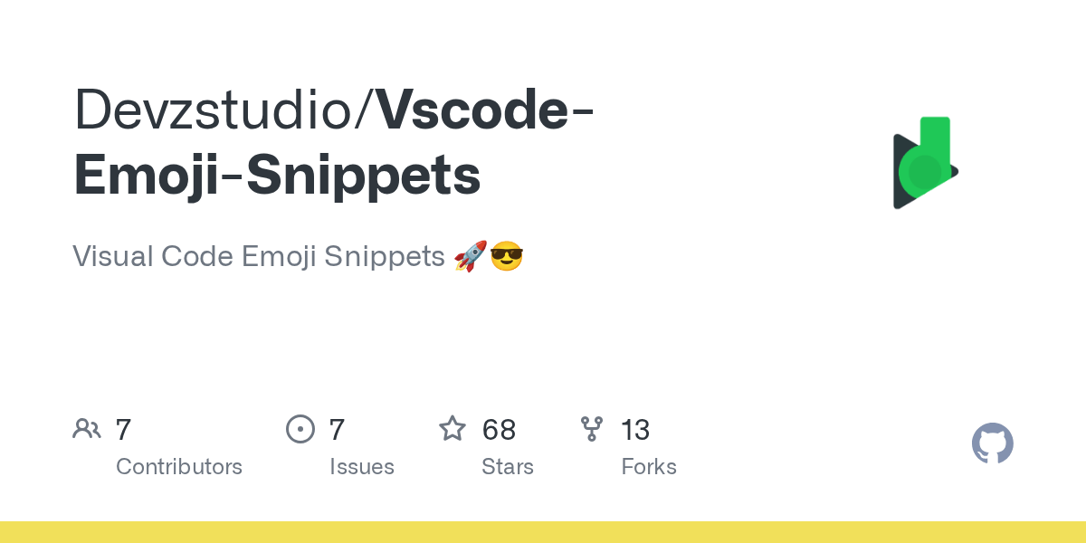 GitHub Devzstudio/VscodeEmojiSnippets Visual Code Emoji Snippets 🚀😎