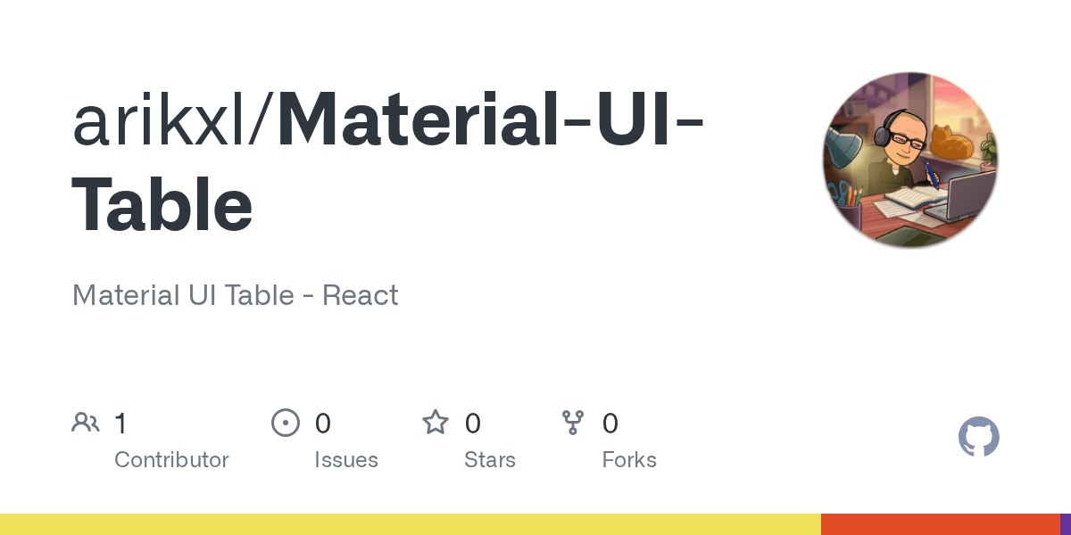 GitHub arikxl/MaterialUITable Material UI Table React