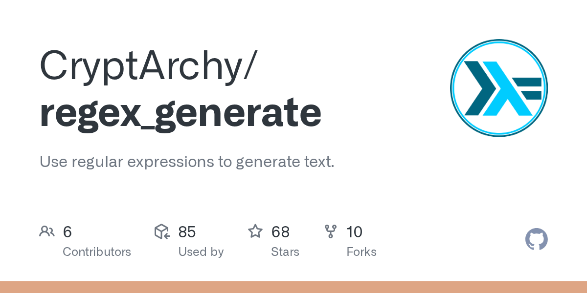 GitHub CryptArchy/regex_generate Use regular expressions to generate