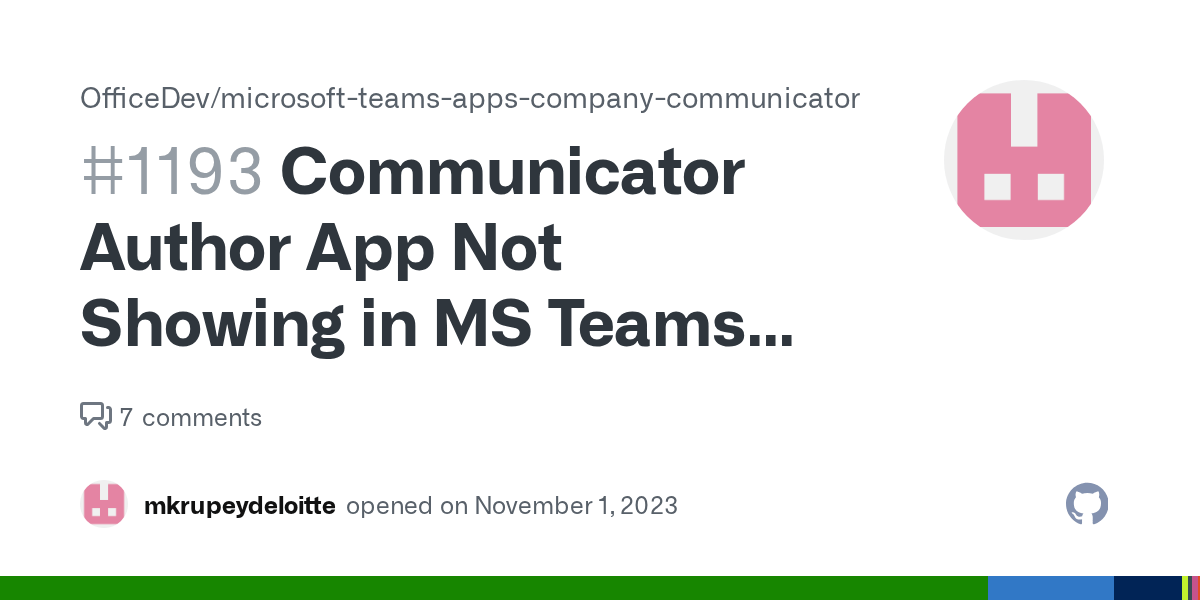 Communicator Author App Not Showing in MS Teams App · Issue 1193