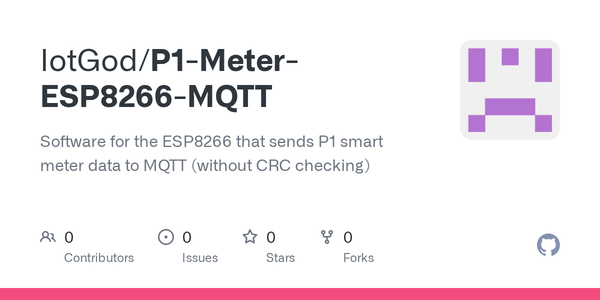 GitHub IotGod/P1MeterESP8266MQTT Software for the ESP8266 that