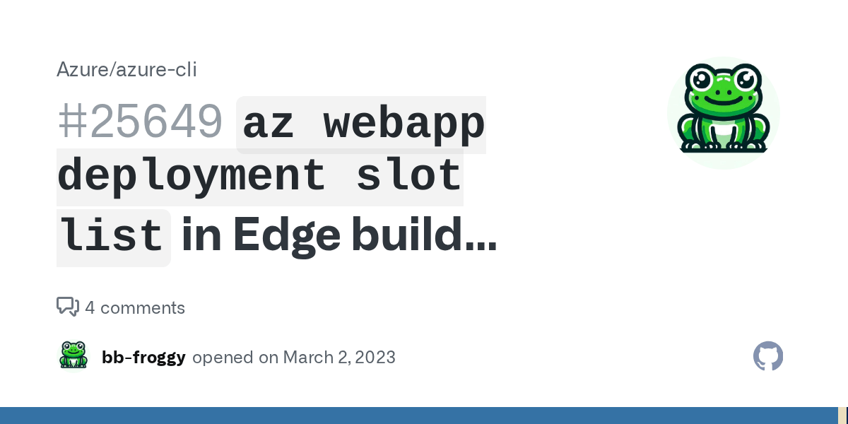 `az webapp deployment slot list` in Edge build warns about cryptography