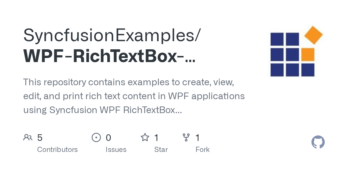 WPFRichTextBoxExamples/README.md at main · SyncfusionExamples/WPF