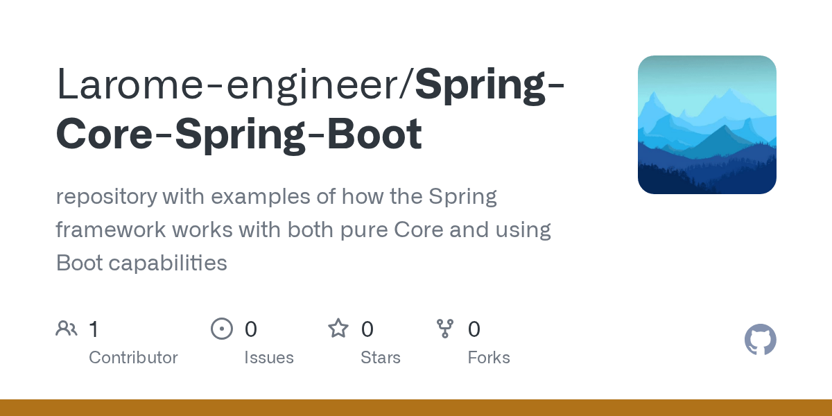 GitHub Laromeengineer/SpringCoreSpringBoot repository with