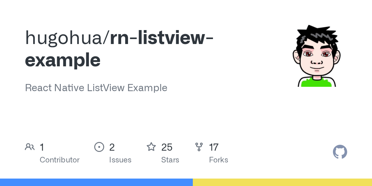 GitHub hugohua/rnlistviewexample React Native ListView Example
