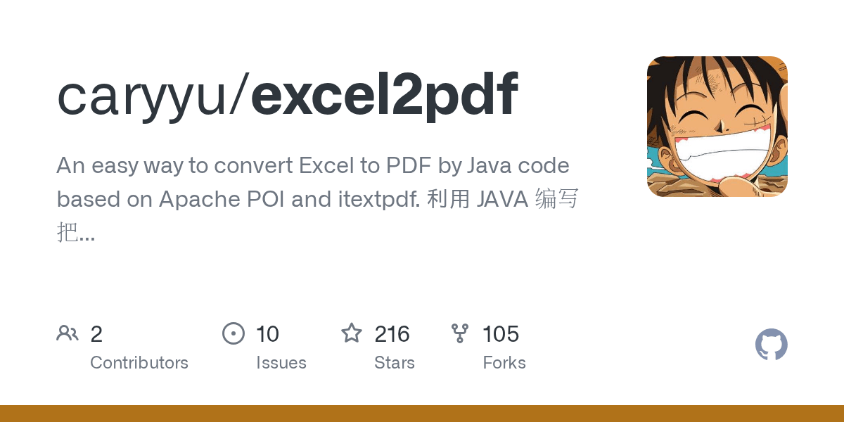 GitHub caryyu/excel2pdf An easy way to convert Excel to PDF by Java