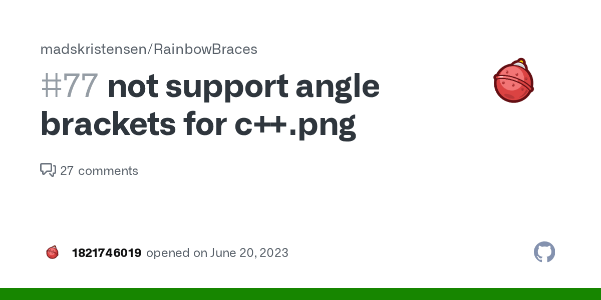 not support angle brackets for c++.png · Issue 77 · madskristensen/RainbowBraces · GitHub