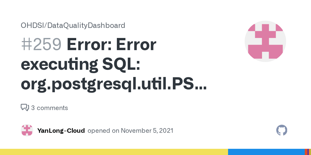 Error Error executing SQL org.postgresql.util.PSQLException ERROR