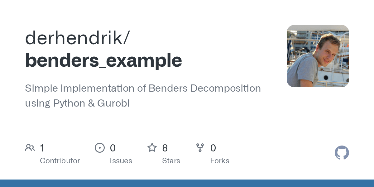 GitHub derhendrik/benders_example Simple implementation of Benders using Python