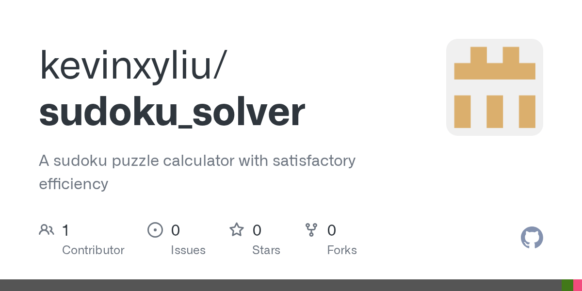 GitHub kevinxyliu/sudoku_solver A sudoku puzzle calculator with satisfactory efficiency