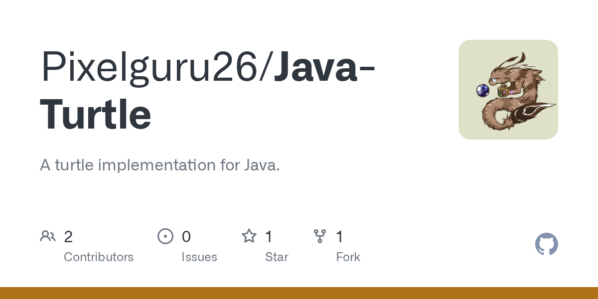 GitHub Pixelguru26/JavaTurtle A turtle implementation for Java.