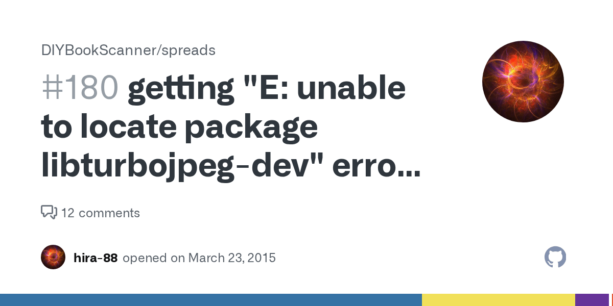 getting "E unable to locate package libturbojpegdev" error while