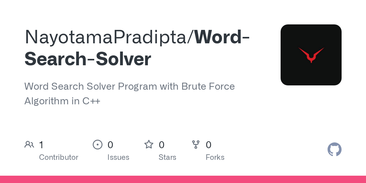GitHub NayotamaPradipta/WordSearchSolver Word Search Solver