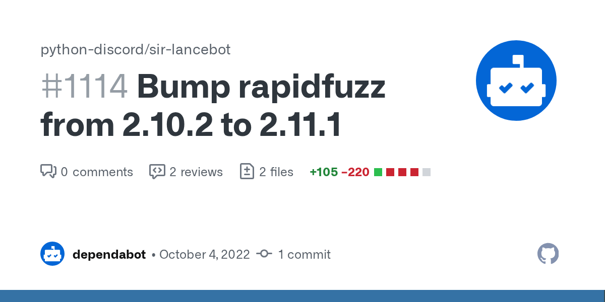 Bump rapidfuzz from 2.10.2 to 2.11.1 by dependabot[bot] · Pull Request